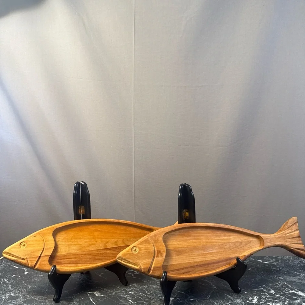 Vintage Wood Salmon Trays Candy / Trinkets